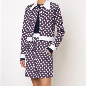 CARVEN Multi Calico Printed Button Denim Skirt S